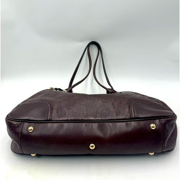 Auth Gucci GG Monogram Brown Embossed Guccissima Leather Princy Tote Bag - Picture 6 of 16
